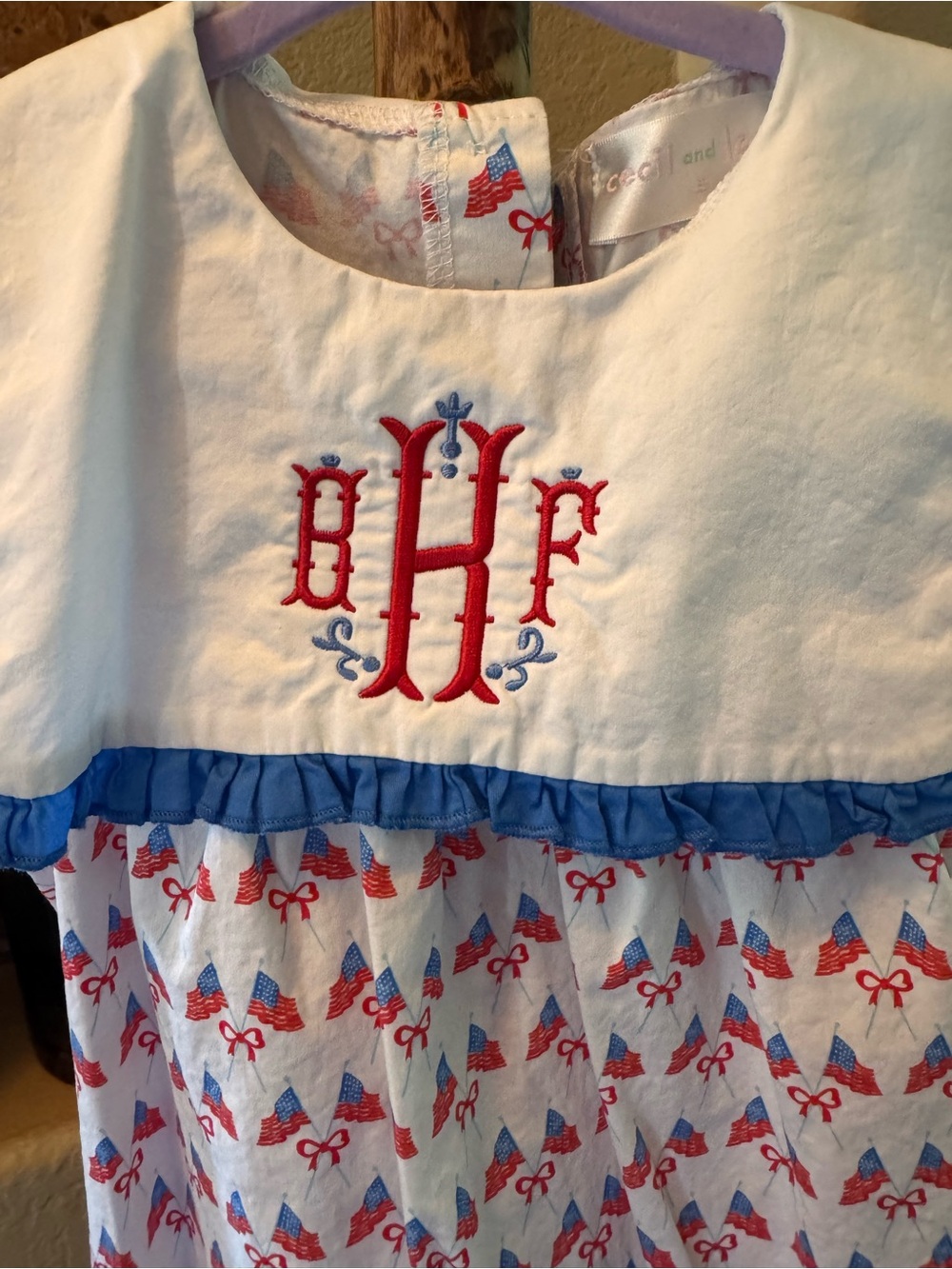 Cecil and Lou White Sundress with Blue & Red Bow Print - Picture 2 of 4